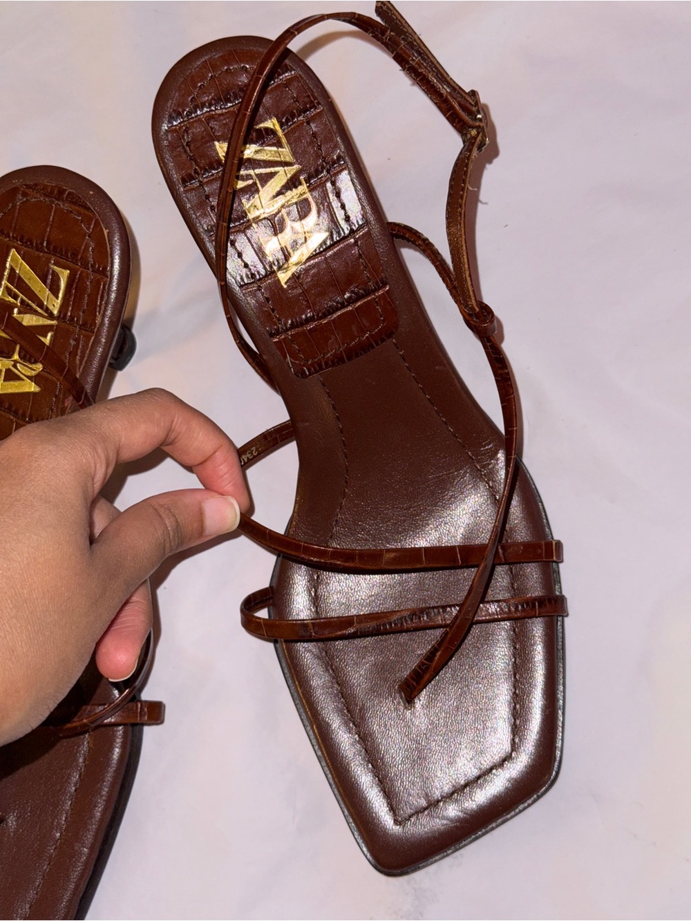 Zara Crocodile Print Sandals - Picture 3 of 5